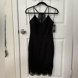 Black Lace Bodycon Mini Dress